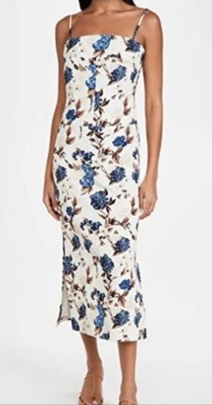 NWT: Tory Burch Caramel Mixed Floral Strap Back Dress Size 12